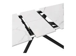Mesa extensible blanca 150(180)x70cm - Tapa efecto mármol