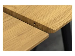 Mesa extensible CALDERO 120–160 cm – Mesa contemporánea con aspecto de roble salvaje y metal