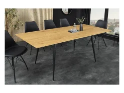 Mesa extensible CALDERO 120–160 cm – Mesa contemporánea con aspecto de roble salvaje y metal