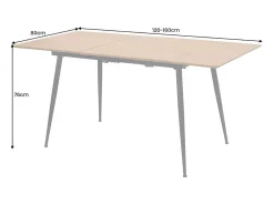 Mesa extensible CALDERO 120–160 cm – Mesa contemporánea con aspecto de roble salvaje y metal