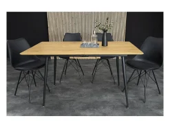 Mesa extensible CALDERO 120–160 cm – Mesa contemporánea con aspecto de roble salvaje y metal