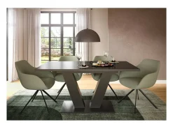 Mesa extensible CAPTURE – Pie en diseño de V – Gris oscuro – 150 a 190 cm