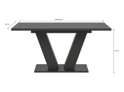 Mesa extensible CAPTURE – Pie en diseño de V – Gris oscuro – 150 a 190 cm