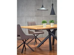 Mesa extensible chapa roble patas acero negro 160/200×90 cm