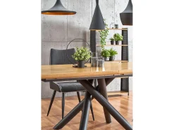 Mesa extensible chapa roble patas acero negro 160/200×90 cm
