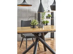 Mesa extensible chapa roble patas acero negro 160/200×90 cm