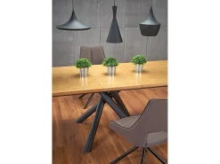 Mesa extensible chapa roble patas acero negro 160/200×90 cm