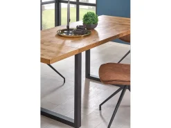 Mesa extensible chapada roble patas acero negro 126/206×80 cm