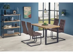 Mesa extensible chapada roble patas acero negro 126/206×80 cm
