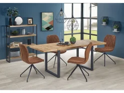 Mesa extensible chapada roble patas acero negro 126/206×80 cm