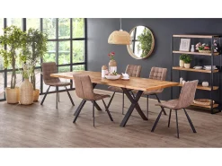 Mesa extensible chapada roble patas acero negro 160/250×90 cm