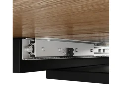 Mesa extensible (118-157×70×75cm), mesa de comedor, MDF y metal, negra y madera (118-157×70×75 cm)