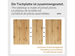 Mesa extensible (118-157×70×75cm), mesa de comedor, MDF y metal, negra y madera (118-157×70×75 cm)