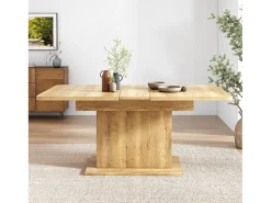 Mesa extensible con espacio de almacenaje, 110/130x70x75 cm, mesa multifuncional de metal y aglomerado, color natural (L110/130xP70xH75cm)