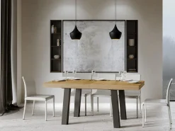Mesa extensible con patas de acero antracita Bridy-Color Natural-Ancho extensible
