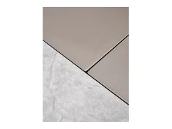 Mesa extensible con tablero de aspecto mármol y base de diseño EAGLE gris y dorado