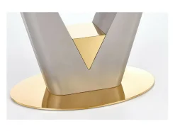Mesa extensible con tablero de aspecto mármol y base de diseño EAGLE gris y dorado
