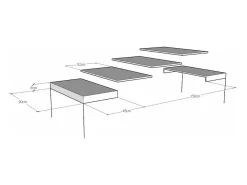 Mesa extensible cuadrada pequeña 90x90/246 cm estilo oriental Torza-Color Gris cemento-3 alargaderas finas
