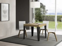 Mesa extensible cuadrada pequeña 90x90/246 cm Flavio-Color Natural