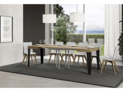 Mesa extensible cuadrada pequeña 90x90/246 cm Flavio-Color Natural