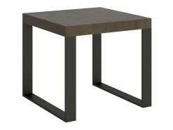Mesa extensible cuadrada pequeña 90x90/246 cm Tiroz-Color Blanco-Soporte 2 pies-3 alargaderas finas