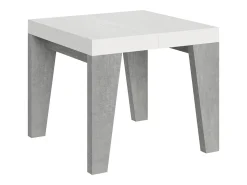 Mesa extensible cuadrada pequeña de madera blanca y gris de 90 a 246 cm Naxo-Soporte 2 pies