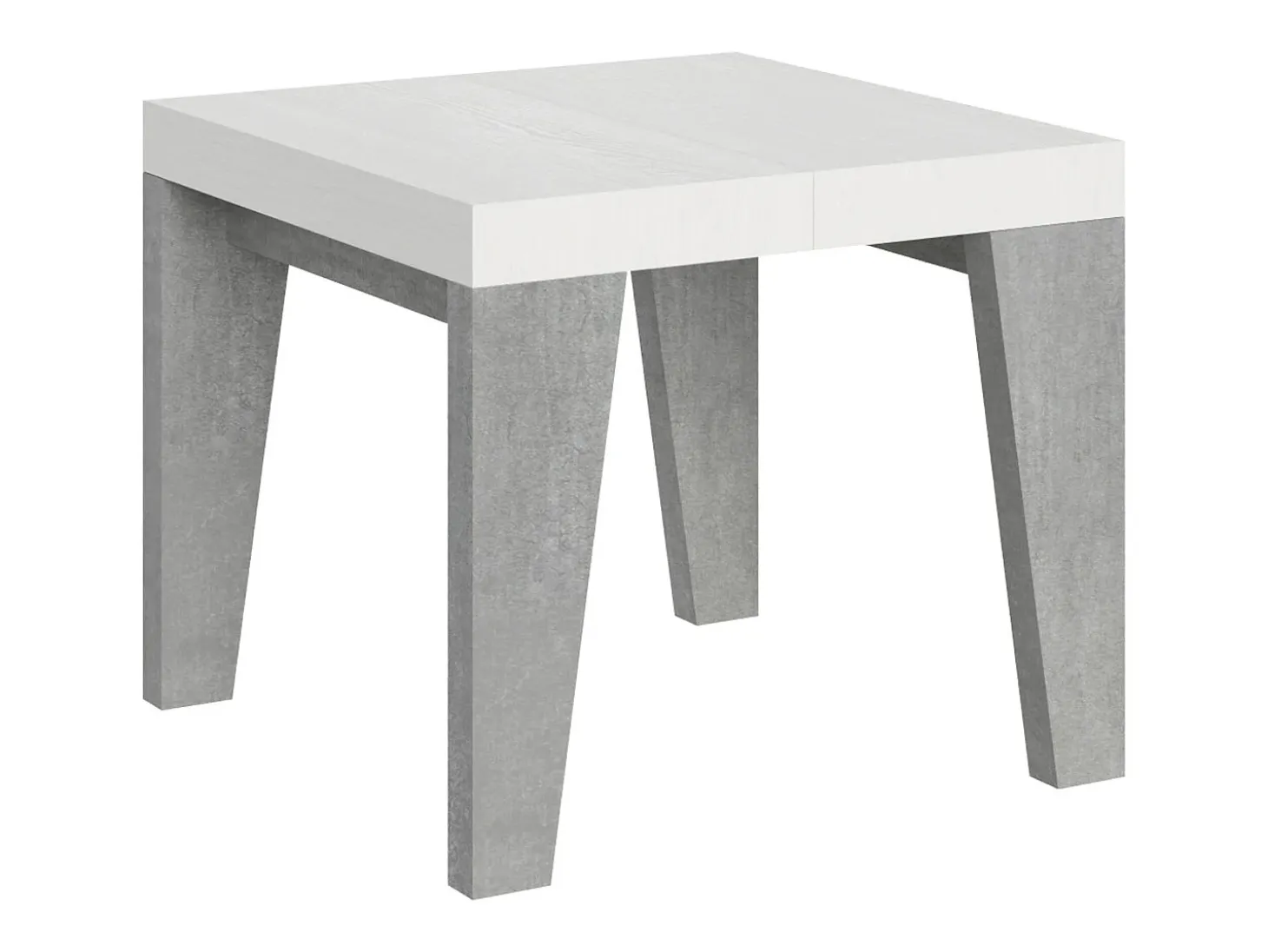 Mesa extensible cuadrada pequeña de madera blanca y gris de 90 a 246 cm Naxo-Soporte 2 pies