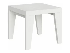 Mesa extensible cuadrada pequeña 90x90/246 cm Naxo-Color Natural-Soporte 4 pies-3 alargaderas gruesas