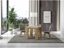 Mesa extensible cuadrada pequeña 90x90/246 cm Ribo-Color Natural