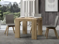 Mesa extensible cuadrada pequeña 90x90/246 cm Ribo-Color Natural