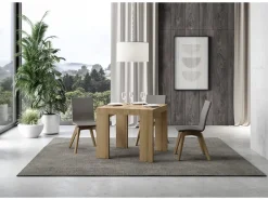 Mesa extensible cuadrada pequeña 90x90/246 cm Ribo-Color Natural