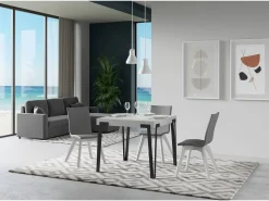 Mesa extensible cuadrada pequeña 90x90/246 cm Konta-Color Gris cemento