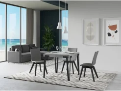 Mesa extensible cuadrada pequeña 90x90/246 cm Konta-Color Gris cemento