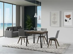 Mesa extensible cuadrada pequeña 90x90/246 cm Konta-Color Gris cemento