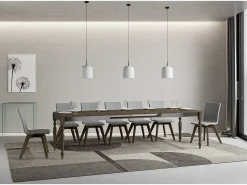 Mesa extensible de 6 a 12 plazas L 160 a 264 cm madera de nogal Romencia