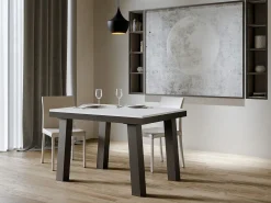 Mesa extensible de 6 a 10 plazas L 120 a 224 cm estructura de metal blanco y antracita Bidy