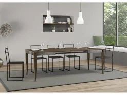 Mesa extensible de 6 a 10 plazas L 120 a 224 cm Madera de nogal Fixano
