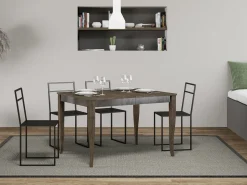 Mesa extensible de 6 a 10 plazas L 120 a 224 cm Madera de nogal Fixano