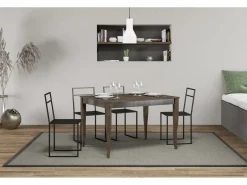 Mesa extensible de 6 a 10 plazas L 120 a 224 cm Madera de nogal Fixano