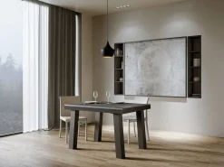 Mesa extensible de 6 a 10 plazas L 120 a 224 cm estructura de metal gris hormigón y antracita Bidy