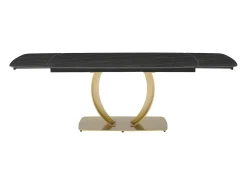 Mesa extensible de comedor en cerámica y metal dorado - Efecto mármol negro - OLIFIA