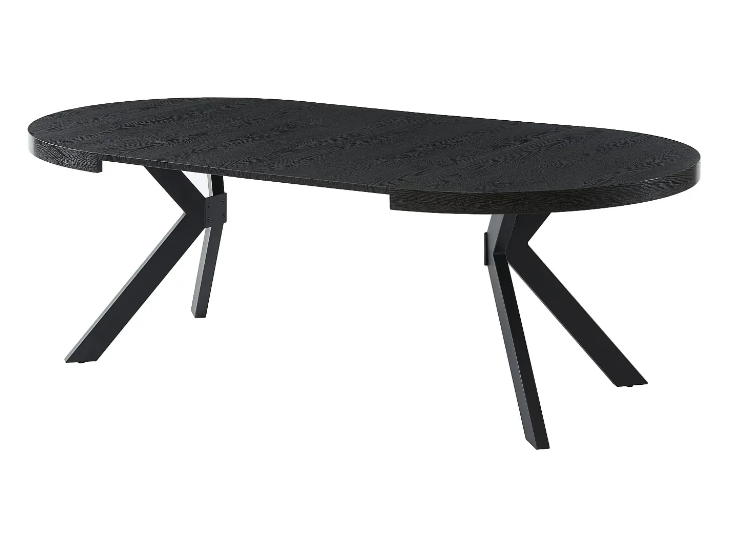 Mesa extensible de comedor 4 a 8 comensales de MDF y acero - Color: negro - KOMONI