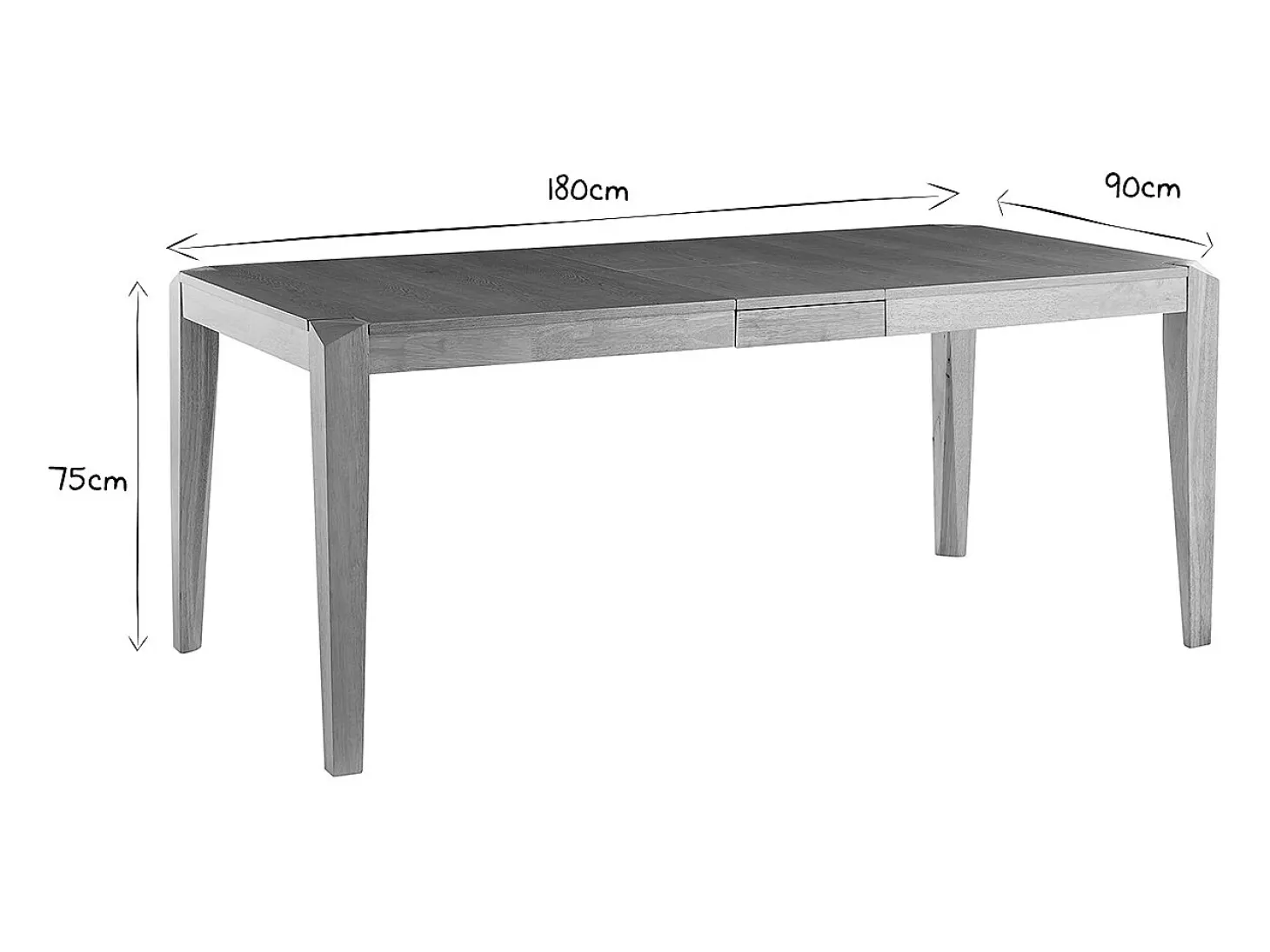 Mesa extensible de contrachapado de fresno y madera de caucho 150-180 cm BOLLY
