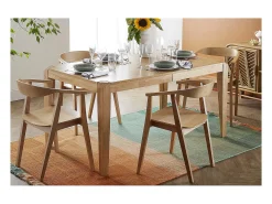 Mesa extensible de contrachapado de fresno y madera de caucho 150-180 cm BOLLY