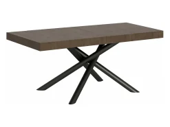 Mesa extensible de diseño con patas redondeadas entrelazadas antracita Zeus-Color Marrón-Alargaderas -Ancho extensible