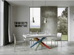 Mesa extensible de diseño con patas entrelazadas multicolor Artemis-Color Natural-Ancho extensible