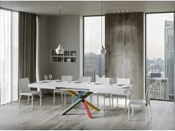Mesa extensible de diseño con patas entrelazadas multicolor Artemis-Color Natural-Ancho extensible