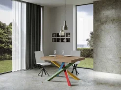 Mesa extensible de diseño con patas entrelazadas multicolor Artemis-Color Natural-Ancho extensible
