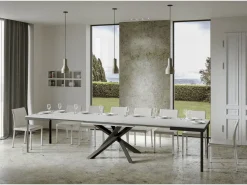 Mesa extensible de diseño con patas entrelazadas antracita Klass-Color Blanco-Ancho extensible