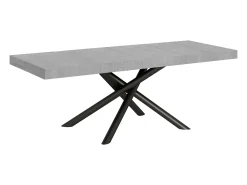 Mesa extensible de diseño con patas redondeadas entrelazadas antracita Zeus-Color Gris cemento-Alargaderas -Ancho extensible